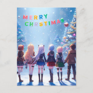Anime Wonderland Wishes: Merry Christmas Postcard