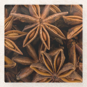 Anise Stars Pattern Glass Coaster