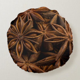 Anise Stars Pattern Round Cushion