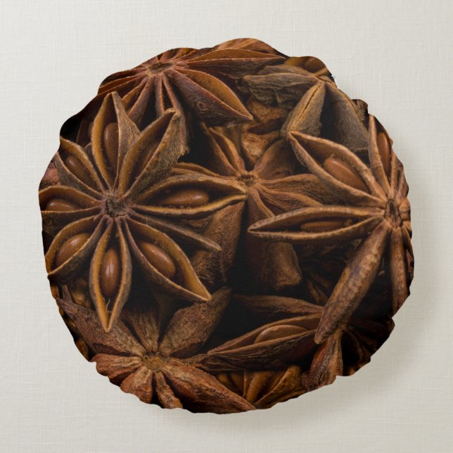 Anise Stars Pattern Round Cushion (Back)