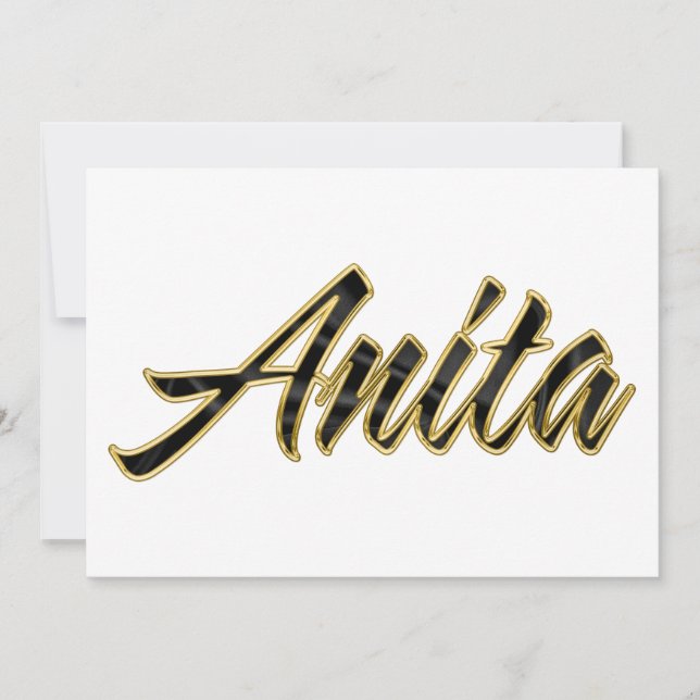 Anita black gold lettering card (Front)