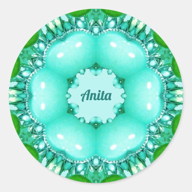 ANITA ~ Bright Abstract Fractal Pattern ~ Classic Round Sticker (Front)