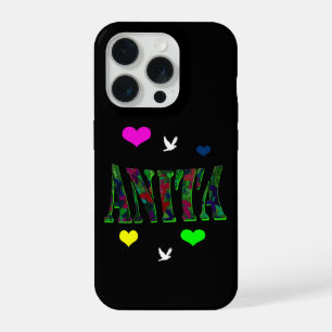 Anita, Name Logo With Love Hearts, iPhone 15 Pro Case