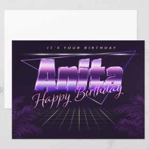 Anita Name Vorname lila retro Karte Geburtstag Card