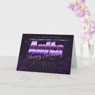 Anita Name Vorname lila retro Karte Geburtstag Card