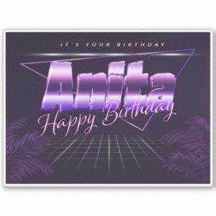 Anita Name Vorname lila retro Sticker Geburtstag