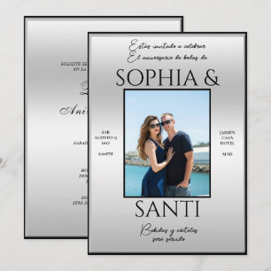 Aniversario de bodas con foto de elegancia moderna invitation