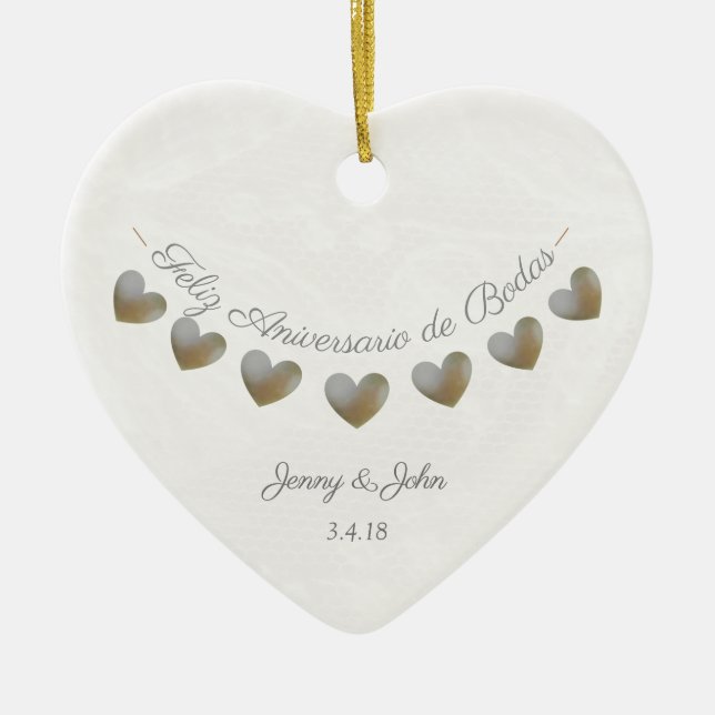 aniversario de bodas Spanish wedding anniversary Ceramic Ornament (Front)