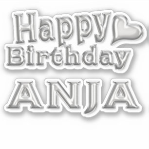 Anja Happy Birthday silver sticker