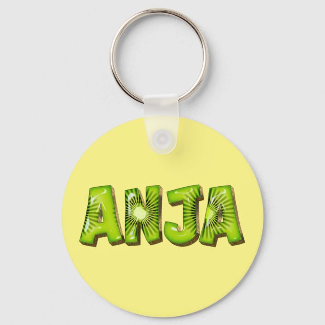 Anja Name Kiwi Design Schlüsselhänger Key Ring (Front)