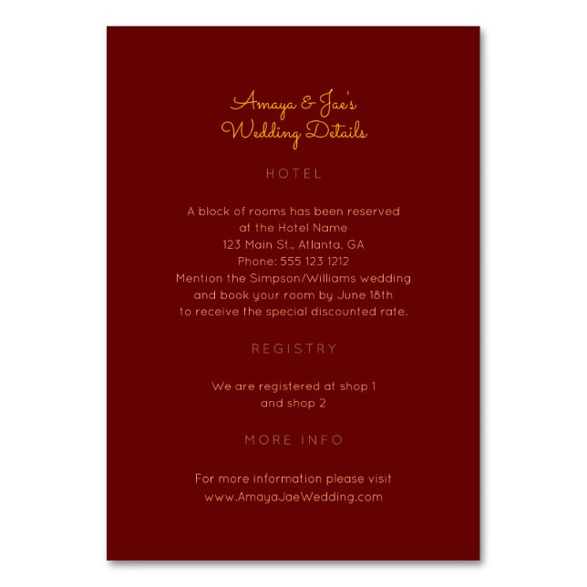 Ankara African Wedding Details 2-sided Insert Card (Front)