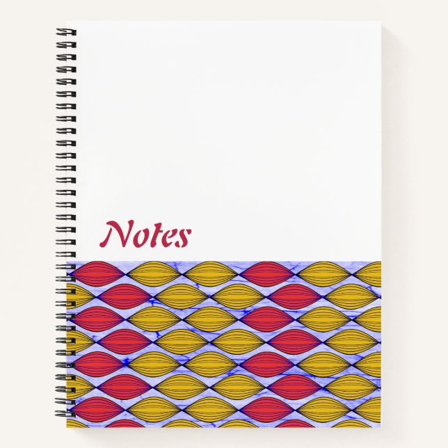 Ankara fabric pattern bright colour notebook (Front)