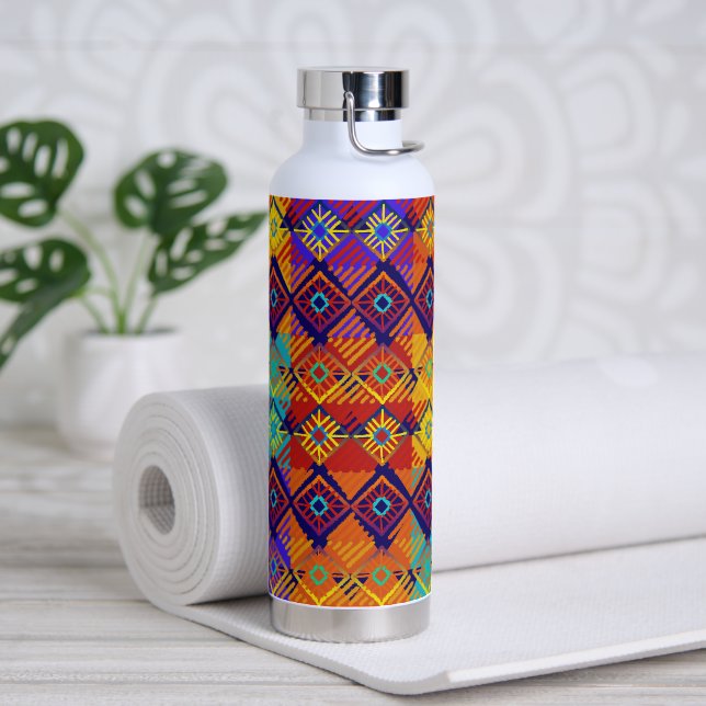 Ankara Style Bright Colourful Pattern Water Bottle (Yoga)