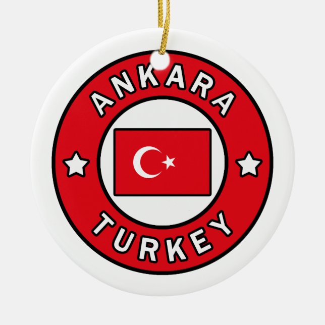 Ankara Turkey Ceramic Ornament (Front)