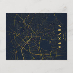 Ankara Turkey Map Minimal Postcard