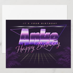 Anke Name Vorname lila retro Karte Geburtstag Card