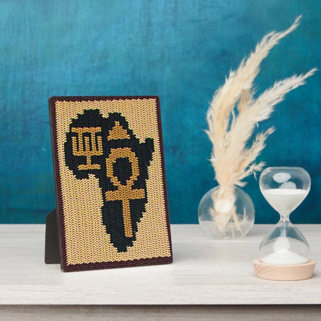Ankh Africa Adinkra Symbol Artisan Crochet Print   Plaque (Side)