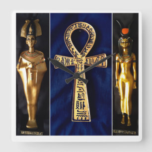 Ankh Egyptian Blue Background Square Wall Clock
