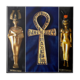 Ankh Egyptian God Goddess Statue Ceramic Tile