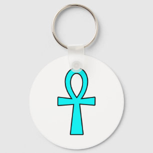 Ankh Egyptian Hieroglyphic Cross Key Life Blue Ring