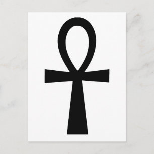 Ankh Egyptian Hieroglyphic Symbols Life Key Black Postcard
