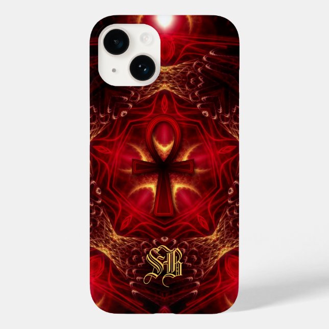 Ankh Energy Red+Gold Custom Monogram Case-Mate iPhone Case (Back)