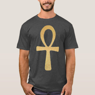 Ankh  Gold Ankh Symbol  w Egyptian Ankh Cross T-Shirt