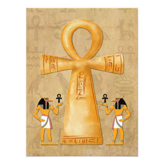 Ankh Key Of Life On Hieroglyph Photo Print