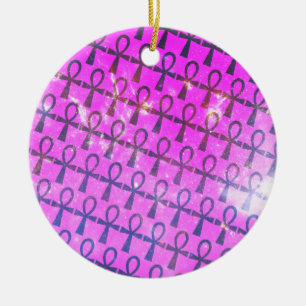 Ankh Pattern Ceramic Ornament