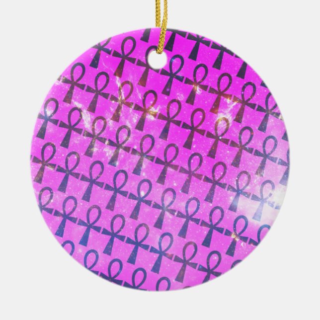 Ankh Pattern Ceramic Ornament (Front)
