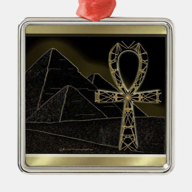 Ankh Pyramid Metal Tree Decoration (Front)
