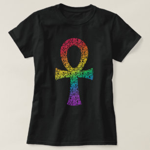 Ankh Rainbow Swirl Pattern T-Shirt