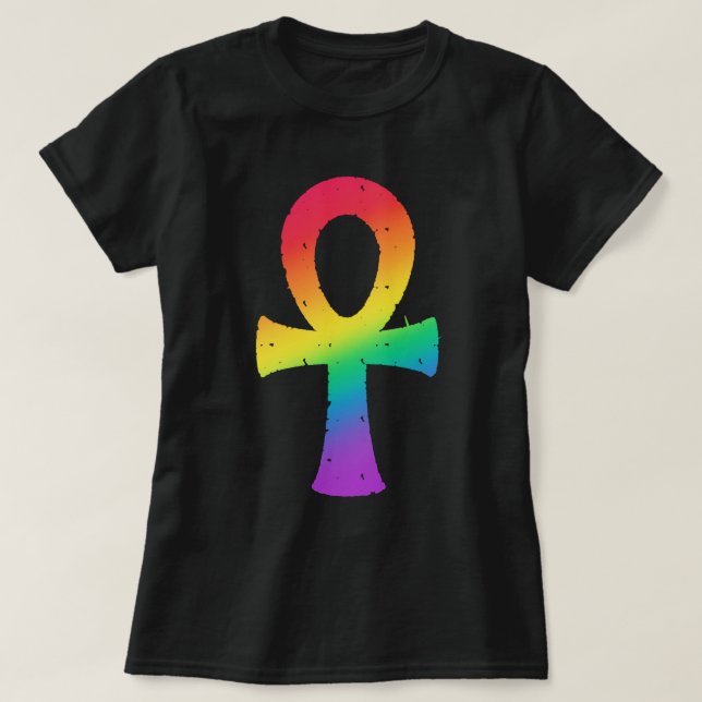 Ankh Rainbow Swirl Pattern T-Shirt (Design Front)
