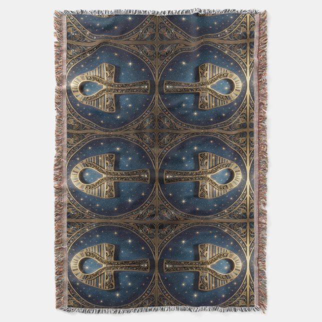 Ankh Symbol Meaning – Key of Life´10 Throw Blanket (Front Vertical)
