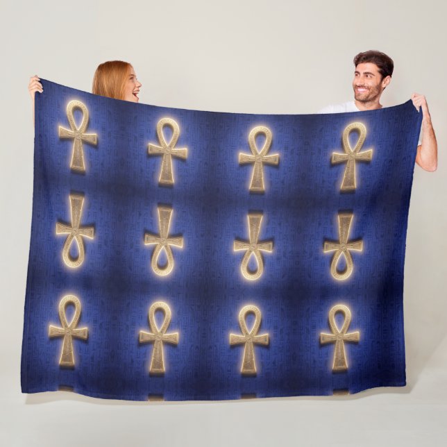 Ankh Symbol Meaning – Key of Life Fleece Blanket (In Situ)