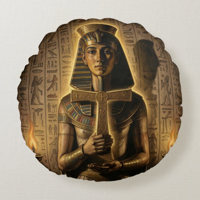 Ankh Symbol Meaning – Key of Life Round Cushion (Front)