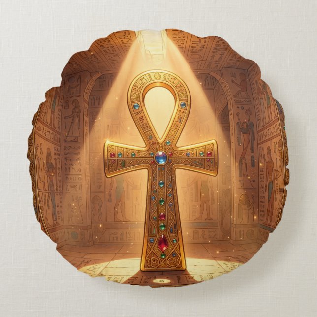 Ankh Symbol Meaning – Key of Life Round Cushion (Front)