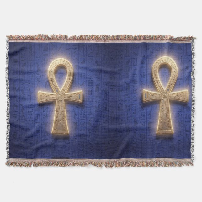 Ankh Symbol Meaning – Key of Life Throw Blanket (Front)