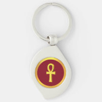 Ankh Tau Cross with Golden Circle on Crimson