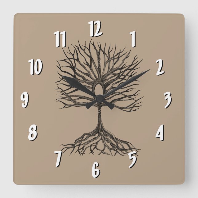 Ankh Tree of Life Square Wall Clock (Front)