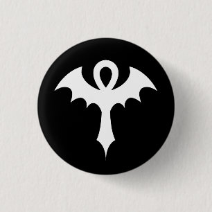 Ankh With Bat Wings 3 Cm Round Badge