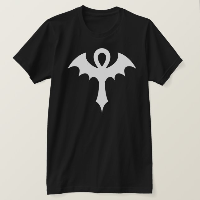 Ankh With Bat Wings T-Shirt (Design Front)