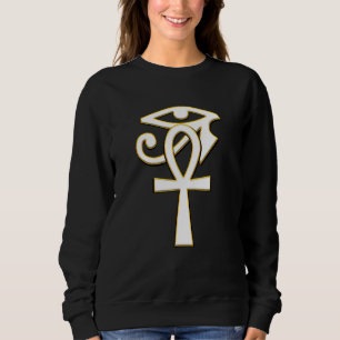 Ankh With Eye Of Ra Horus Hieroglyphs Egyptian Sym Sweatshirt