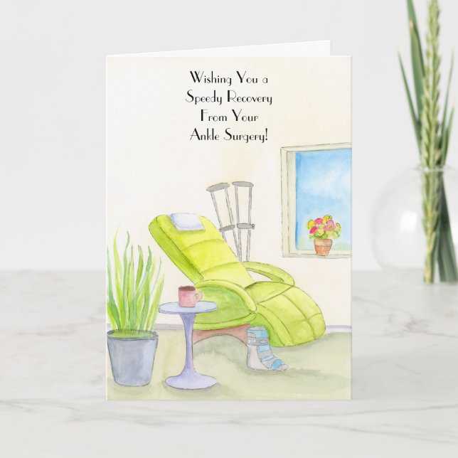 Ankle Surgery Recovery Crutches & Boot Card (Front)
