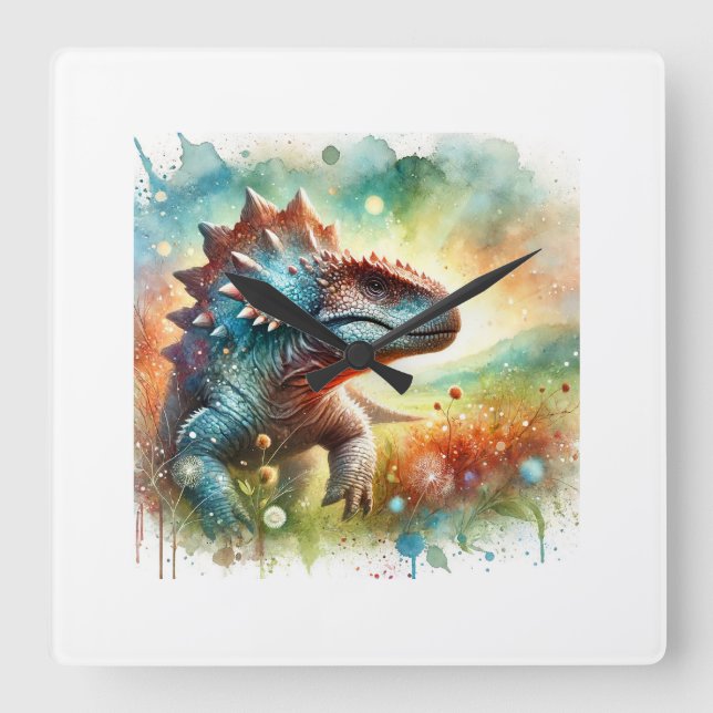 Ankylosaurus 170624AREF117 - Watercolor Square Wall Clock (Front)