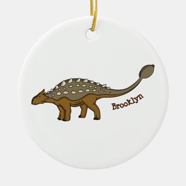 Ankylosaurus armoured dinosaur illustration ceramic ornament (Front)