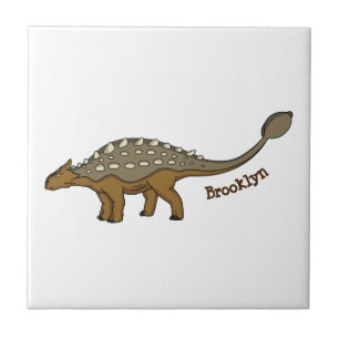 Ankylosaurus armoured dinosaur illustration ceramic tile