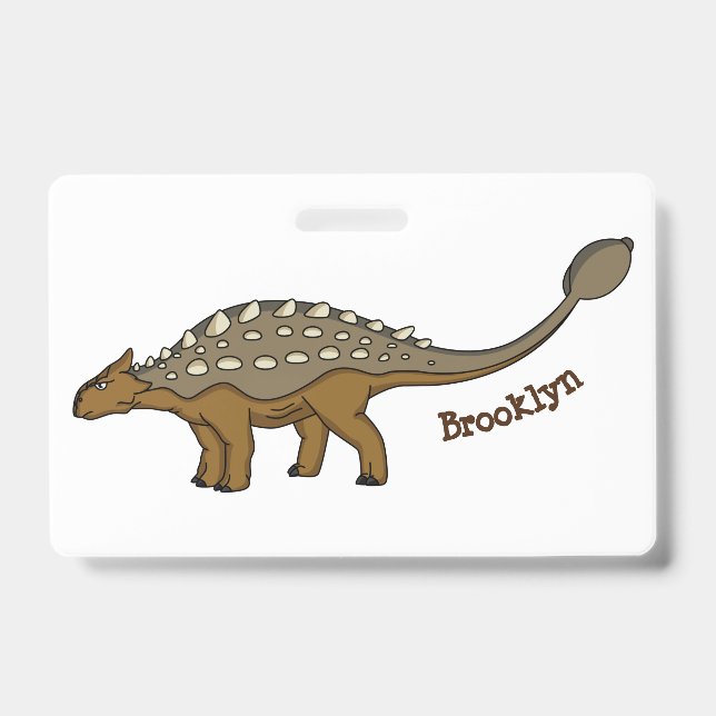 Ankylosaurus armoured dinosaur illustration ID badge (Front)
