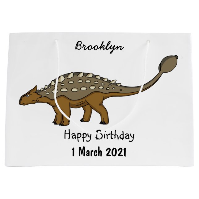 Ankylosaurus armoured dinosaur illustration  large gift bag (Front)