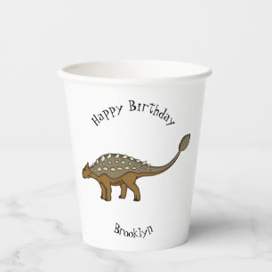 Ankylosaurus armoured dinosaur illustration paper cups